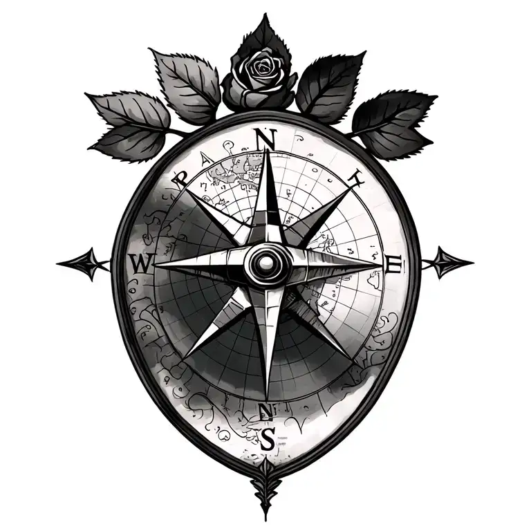 Rose And Compass And Map