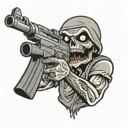 Cartoon Zombie Holding Ak 47