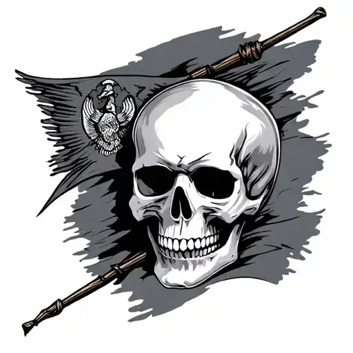Skull With Serbain Flag Through It