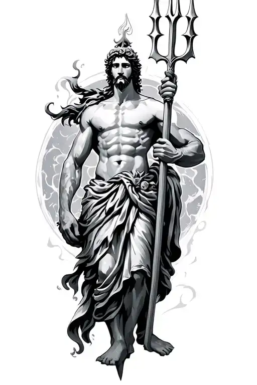 Poseidon Holding The Trident