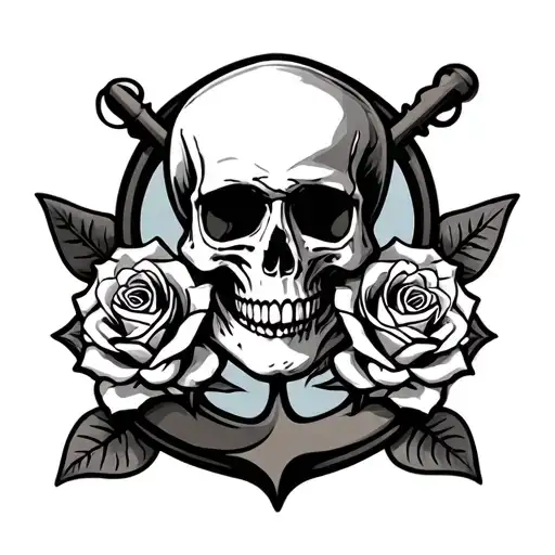 Skull Roses Anchors
