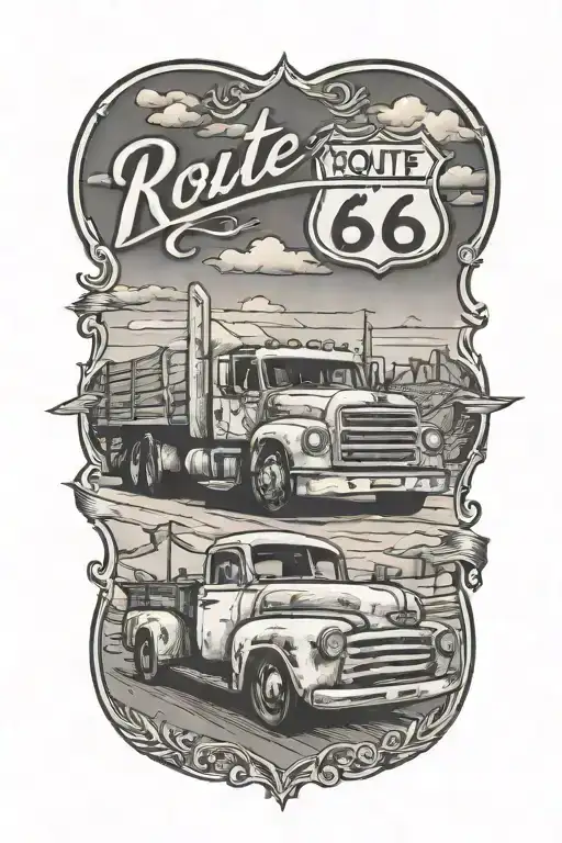 Route 66 Road Leading Truck Parked In Front