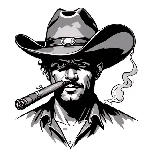 A Cowboy Smoking Cigar