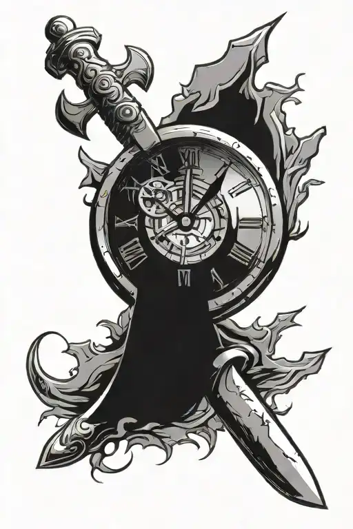 Clock With Knife Stabbing