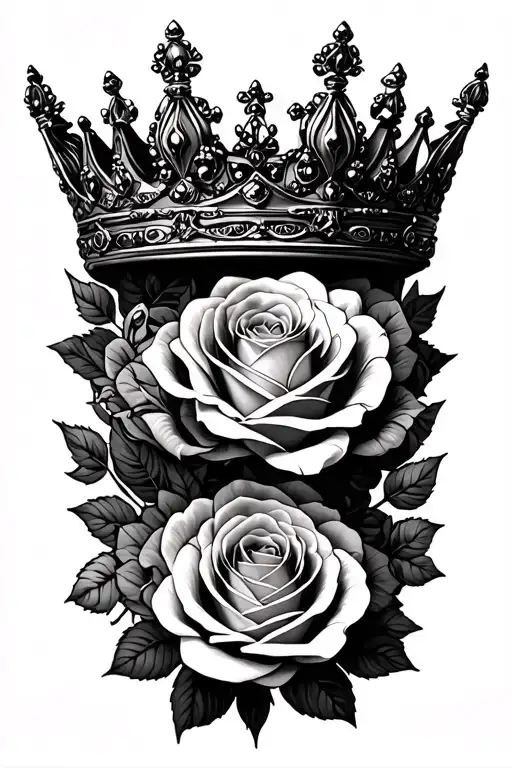 Queen Crown And Roses Intertwined