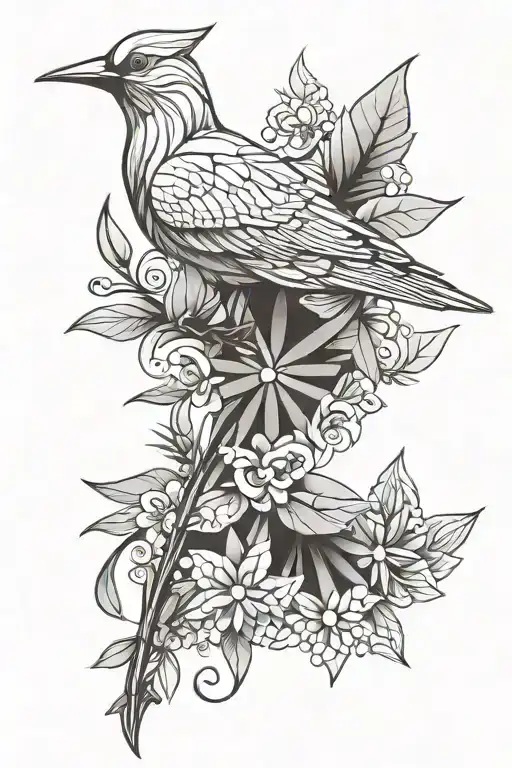 Origami Bird And Long Ornament Along The Spine