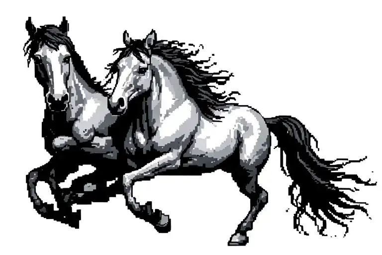 Pixelated Horse Stomping A Man