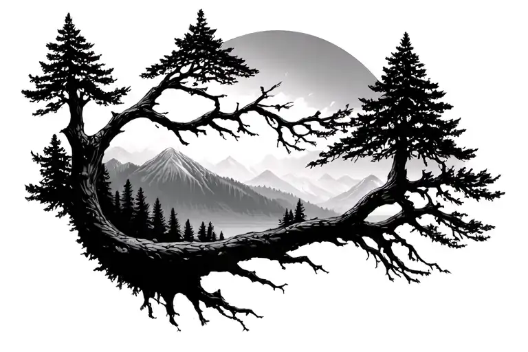 Tree Of Life In Olympic National Park Washington With Scale Coming From Branches