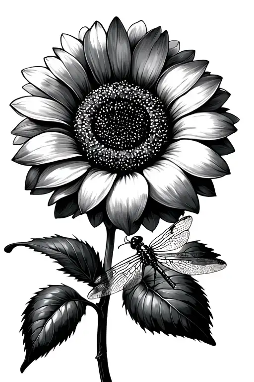 Frangipani Dragonfly Landing On A Sunflower