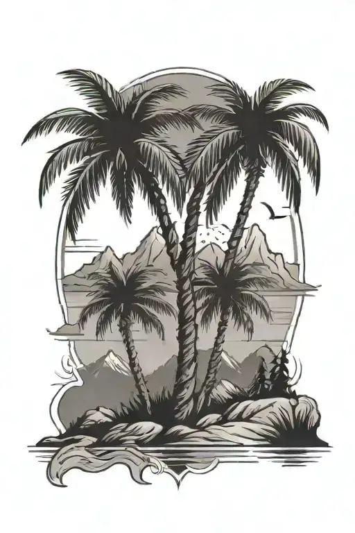 Palm Tree Surrounded By Mountains Kenosha