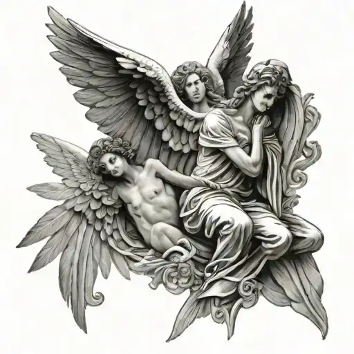 Guardian Angel Watching Another Angel