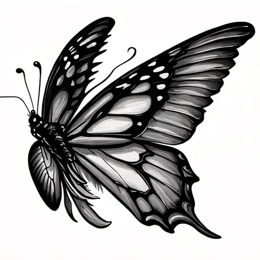 Half Butterfly Half Angel Wing