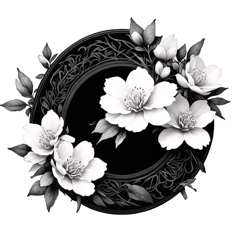 Circle With Sakura Flowers Around It