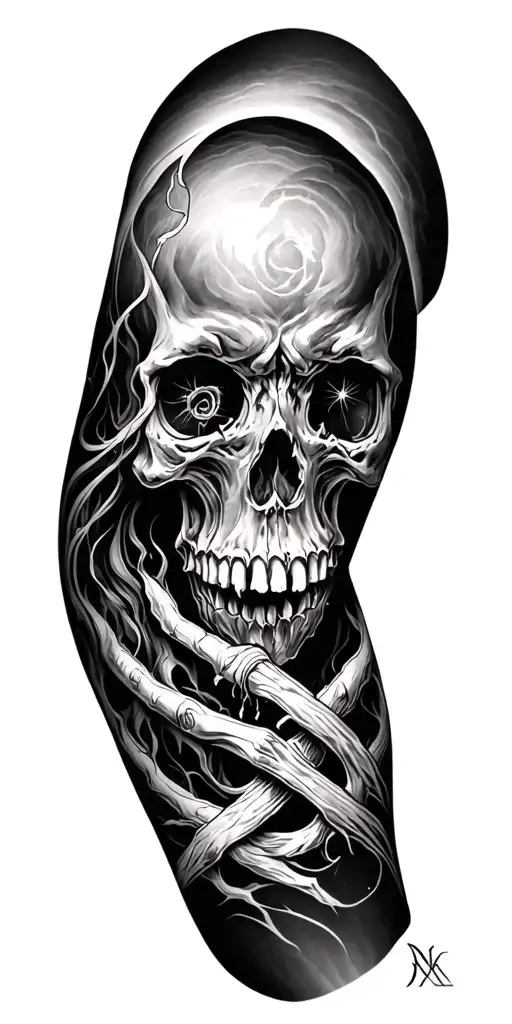 Black And White 7 Deadly Sins Tattoo For Arm Sleeve