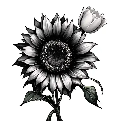 Sunflower And Tulips Black