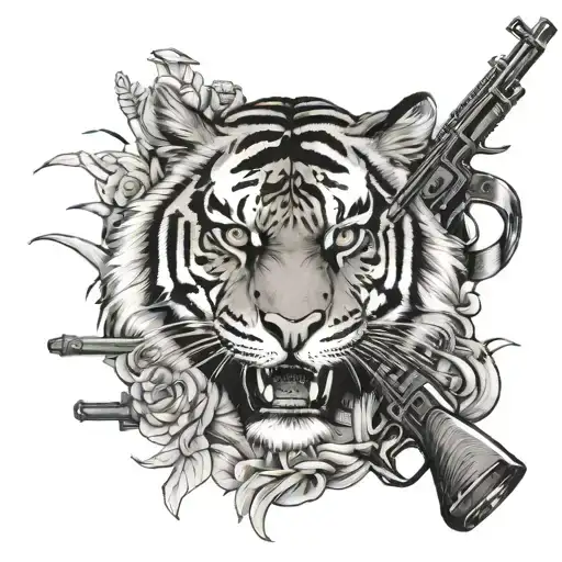 Tiger And Rifles Crossed