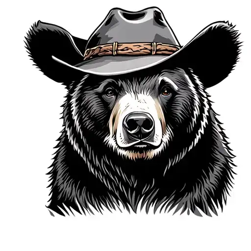 Black Bear Wearing Cowboy Hat