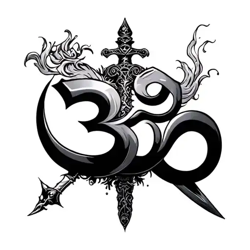 Om And Sword Going Vertical