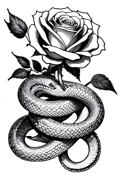 Rose With Snake Wrapped Around It