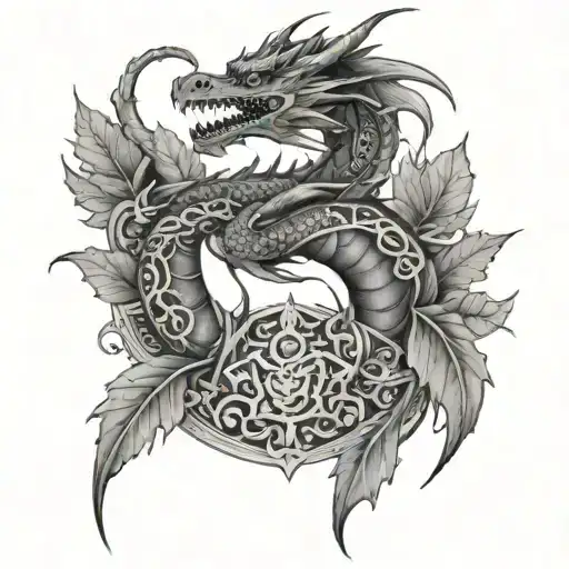 Dragon And Leaves Sternum And Underbust