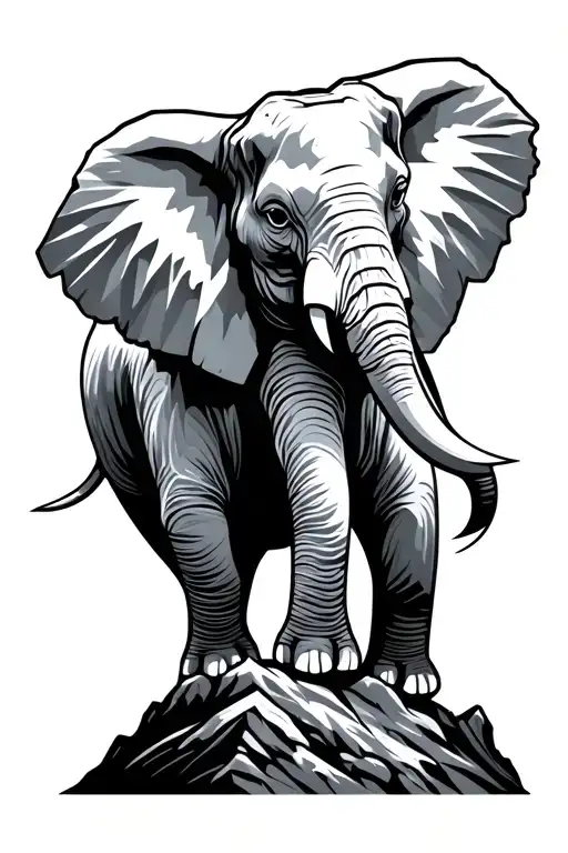 Elephant Standing Proudly Atop A Mountain Geometric