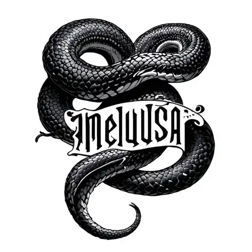 Medusa Word With Snake Wrapped