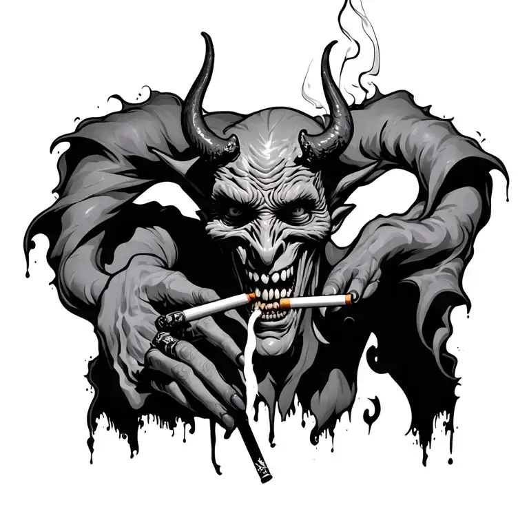 Demon Smoking A Cigarette