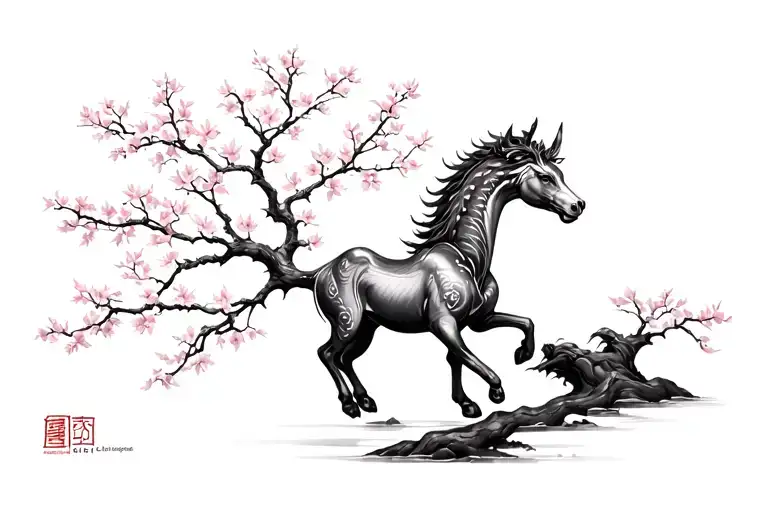 Kirin In Neo Japanese Cherry Blossom Tree Only Leaves That Fall Have Colour