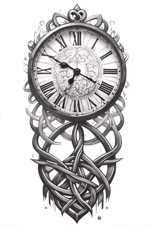 Clock Surrounded By Celtic Knot