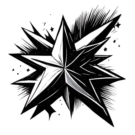 Star And Line Minimal Line Art