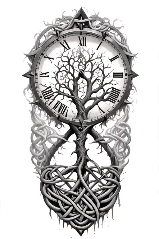 Celtic Tree Of Life Clock Surrounded By Celtic Knot
