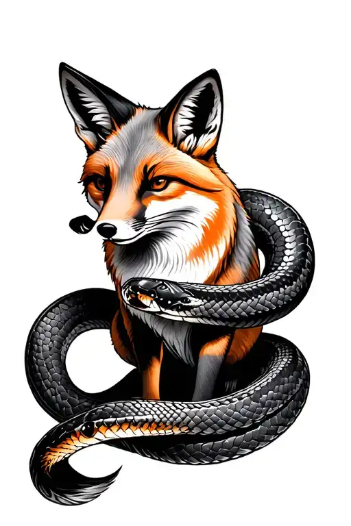 Fox Full Body Playing With Snakes Wrapped