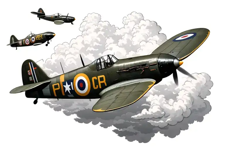 Spitfire Planes Flying Through Cloud