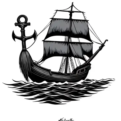 Boat Caravelle Broom Anchor Marine Parchment Sablier Plume