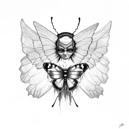 Butterfly With Her Wings Like Broken Glass And In Her Wings Eyes Which Seems Angry