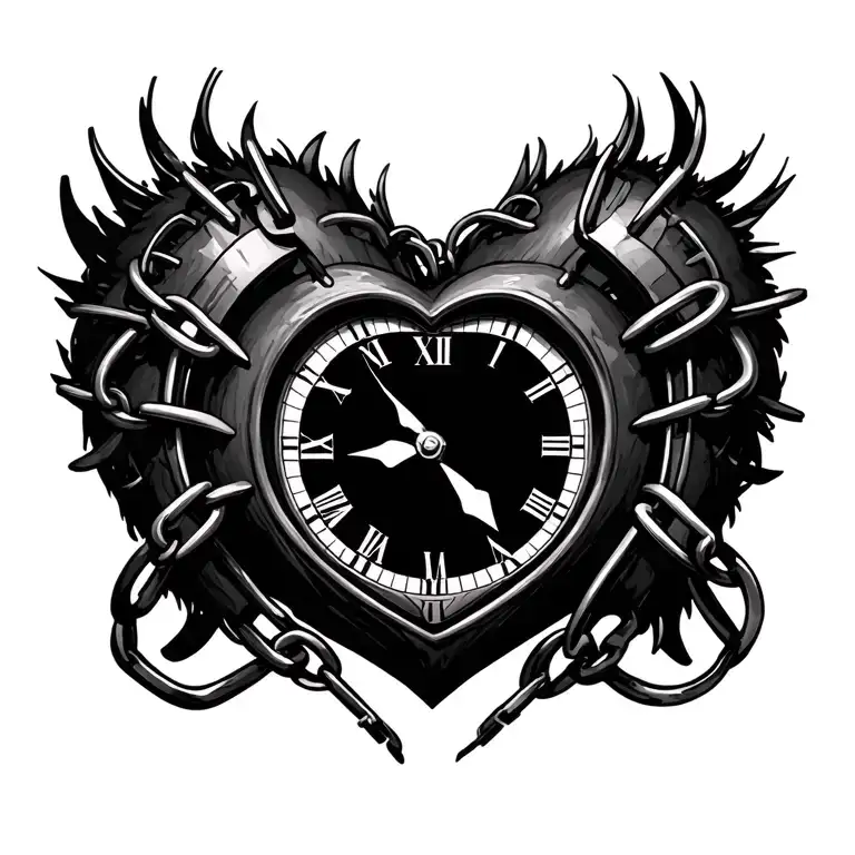 Heart Clock Chained