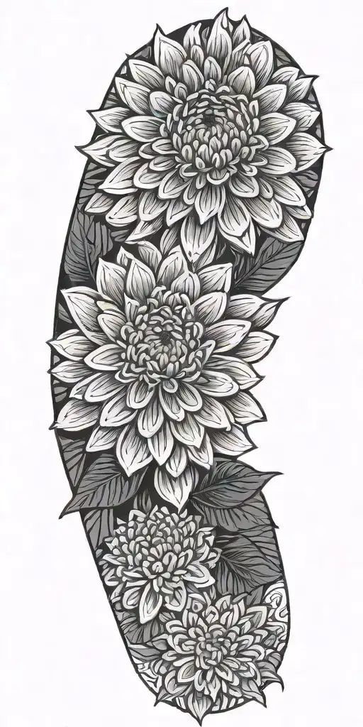 Chrysanthemum With Geometric Background Black