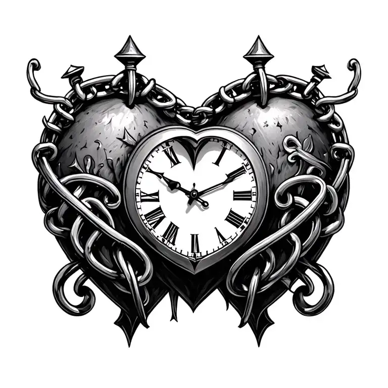 Heart Clock Chained