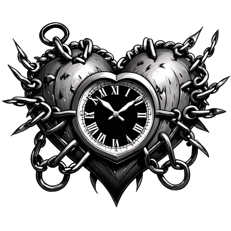 Heart Clock Chained