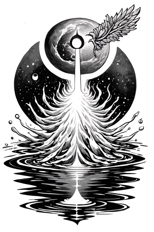 Alchemical Symbol Of Mercury Rising From A Quicksilver Pool