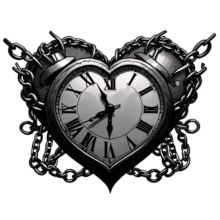 Heart Clock Chained