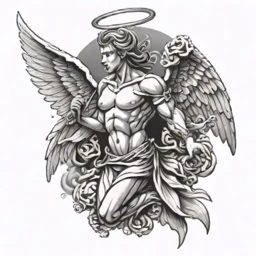 Angel Sheilding An Exploding Bomb With Its Wings