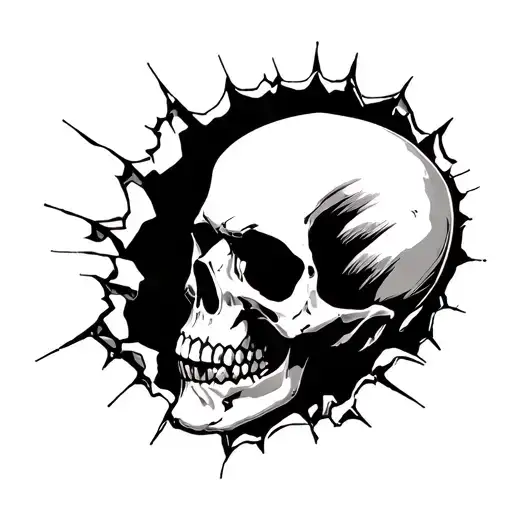 Skull Shot In Head With It Cracking By The Hole Traditional Look