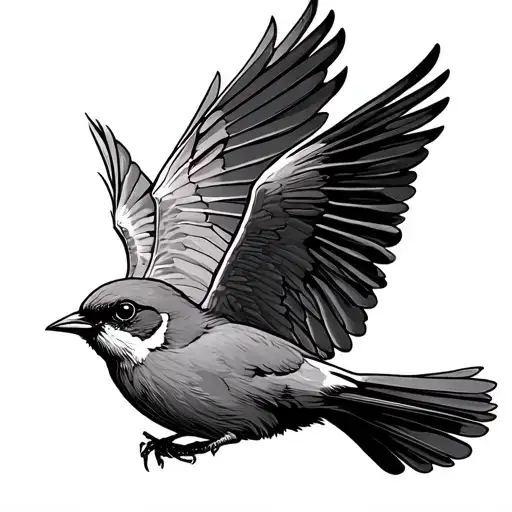 Line Drawing Of Sparrow Flying