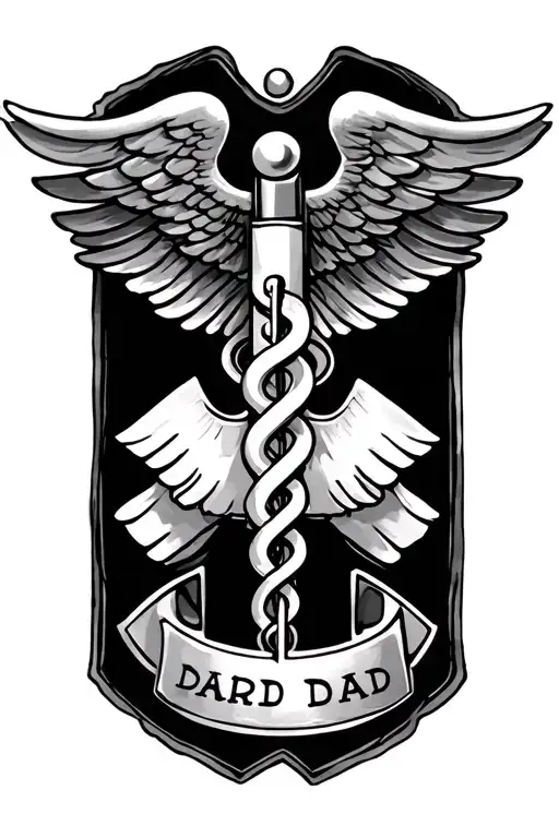 Memorial Tattoo For Dad With Combat Medic Badge