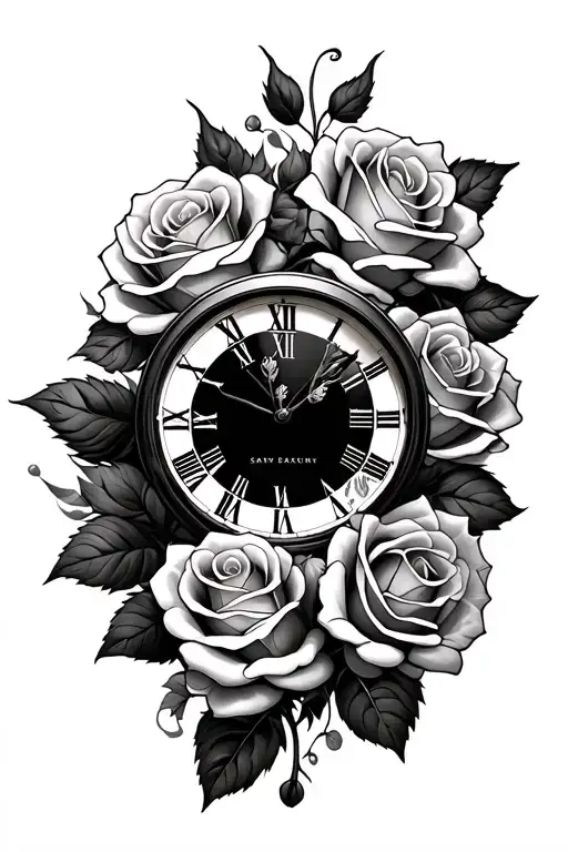 Roses And Clock Face