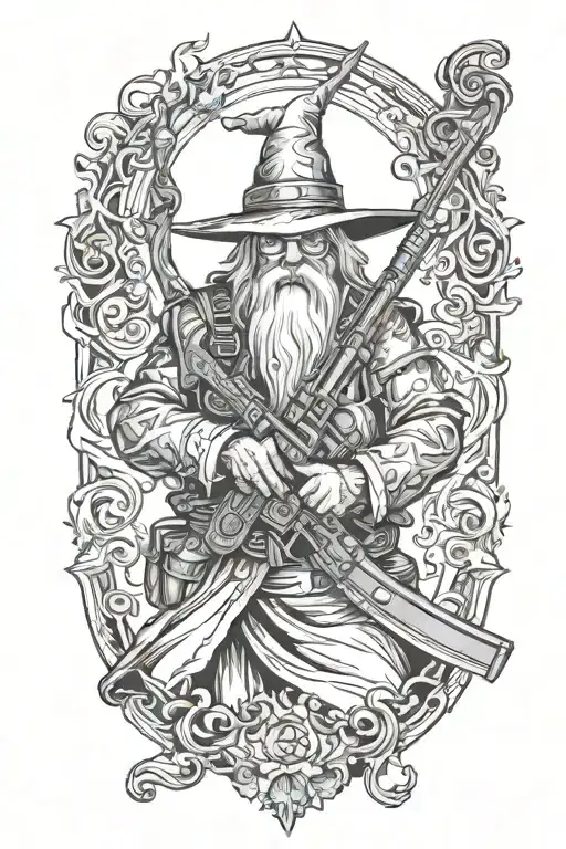 Wizard Holding An M4 Assault Rifle