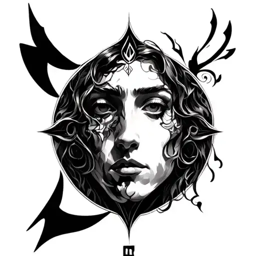 Sensenmann With Symbol In The Background