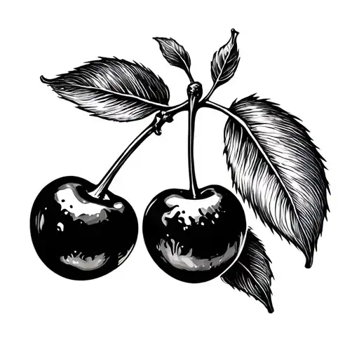 2 Cherries Elegant Small Sexy Fine Line Black