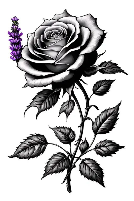 Black Rose With A Lavender Flower